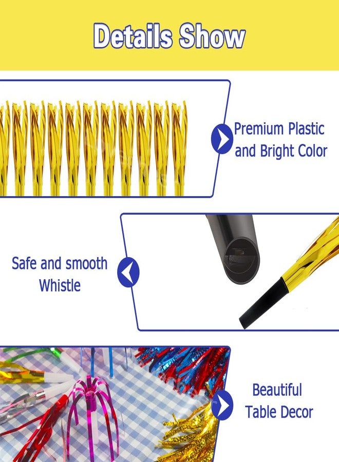 Lovecheer 24PCS Party Blowers Gold Noisemakers Horn Foil Fringed Blowouts Whistle for Wedding Birthday 2026 New Year Eve Christmas Sports Cheering - Image 3